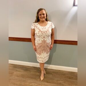 Frank Lyman White and Pale Pink Lace Dress
